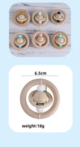 Detailed size specifications for the wooden infant teething rattle and grip toy