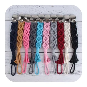 Set di 10 catenelle portaciuccio in cotone intrecciato a mano in vari colori assortiti