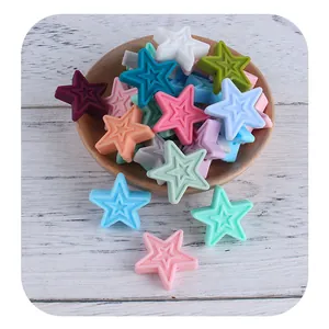 Sternförmige Silikon-Beißperlen in Macaron-Farben für DIY-Babyschmuck und Beißringe