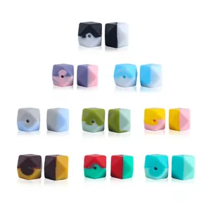 Perle ottagonali in silicone da 14mm per catenelle portaciuccio DIY e massaggiagengive