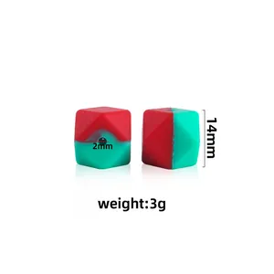 Perline ottagonali in silicone bicolore da 14mm per accessori fai-da-te per neonati