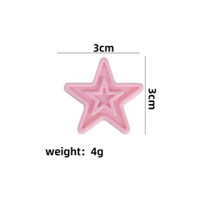 Rosa sternförmiger Silikon-Beißring für Babys, 3 cm groß, für DIY-Schnullerketten und Schmuck