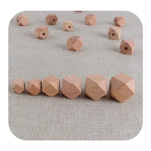 Perline ottagonali in legno di faggio naturale per giochi da dentizione fai-da-te e collane