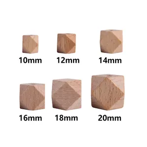 Perline ottagonali in legno di faggio da 10mm a 20mm per creazione gioielli fai-da-te
