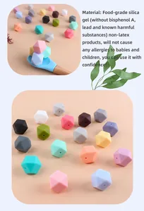 Close-up of 17mm BPA-free octagon silicone teething beads for DIY baby pacifier chains