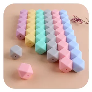 17mm octagon silicone teething beads in macaron colors for baby DIY pacifier chains