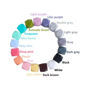 17mm octagonal silicone beads in 17 colors for DIY baby teething pacifier clips