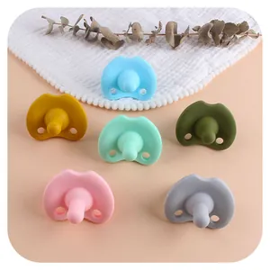 Chupetes de silicona para bebés en colores Morandi con clip de hierro y ventilación
