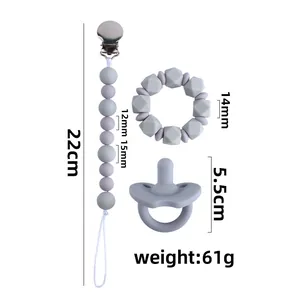 Set de chupetero de silicona con anillo de dentición y chupete para bebés