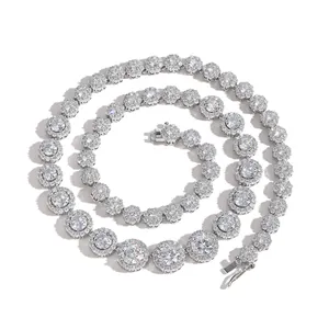 Collana tennis halo in zirconi con cluster floreali sfumati per uomo e donna