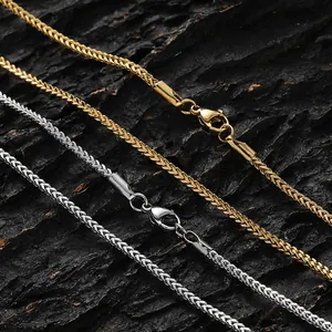 Gold and silver 2mm stainless steel wheat chains for pendants with lobster clasp