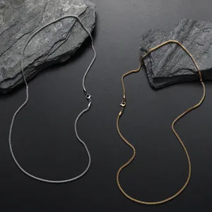 2mm stainless steel hip hop chain necklace in gold and silver finish with lobster clasp