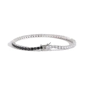 3mm Hip-Hop-Tennisarmband mit kontrastierenden schwarzen und weißen Zirkonia-Steinen