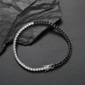 3mm Hip Hop Schwarz Und Weiß Zirkonia Tennis Armband Für Herren Damen Kupfer Mikro Eingelegt Zirkon Kette Schmuck Geschenk