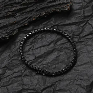 Hip Hop Copper Inlaid Black Zirconia Tennis Bracelet For Men Women Iced Out Chain Bracelet Jewelry Gift 3mm 4mm 5mm