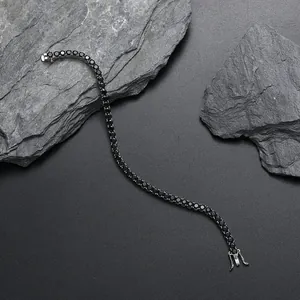 Hip hop black tennis bracelet with round cut cubic zirconia in silver-plated four-claw setting