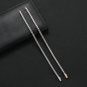Elegant gold and silver stainless steel tennis bracelets with round cubic zirconia stones