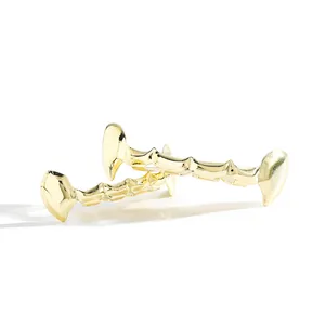 Hip-hop gouden tanden grillz set van gepolijst koper voor trendy tanden accessoires