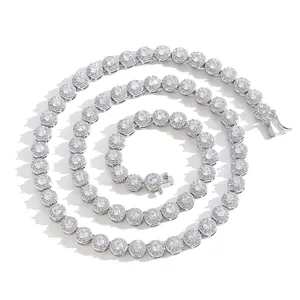 6mm iced-out round tennis chain with halo zircon settings and secure box clasp