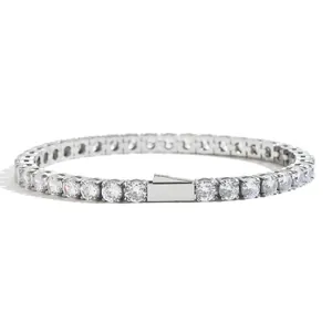 Close-up of sparkling cubic zirconia tennis bracelet with a secure spring clasp