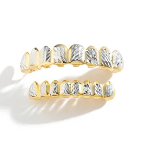 Σετ χιπ-χοπ γκρίλζ 8 δοντιών σε δύο χρώματα με κυματιστό σχέδιο για πάρτι Χάλοουιν