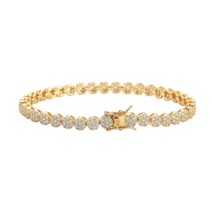 5mm round cubic zirconia tennis bracelet with gold plating and secure safety clasp