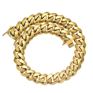 22mm 14K vergoldete klobige kubanische Gliederkette mit Sicherheitsverschluss für Herren