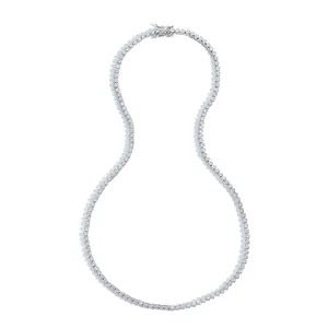 Detail of 2mm tennis chain showing secure clasp and brilliant round-cut cubic zirconia stones