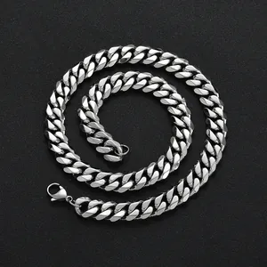 Thick Stainless Steel Cuban Link Chain Necklace For Men Women Hip Hop Jewelry Gold Silver Polished Heavy Curb Link Jewelry Gift