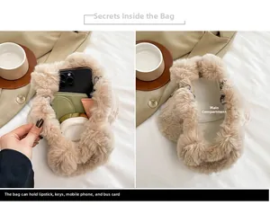 Detail of plush cloud bag interior showing capacity for phone and cosmetics