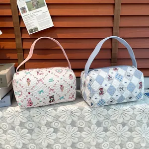 Trousses de maquillage matelassées avec motifs animaux mignons et poignées de transport