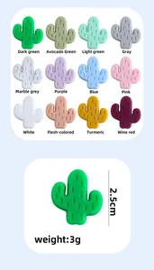 Vista dettagliata di perle in silicone cactus da 2,5 cm in 12 colori per gioielli da dentizione
