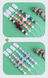 Attaches-tétines cactus en silicone pour bébé en huit coloris pastel assortis de qualité