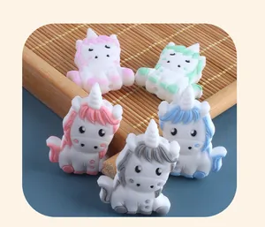 Set of five colorful silicone unicorn beads for DIY baby pacifier clips and bracelets