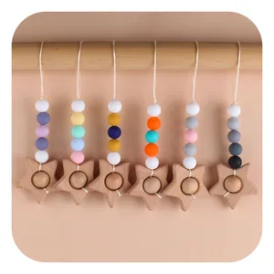 Beechwood Silicone Baby Star Teether Pendant For Infants Sensory Hanging Toy Stroller Accessory Newborn Nursing Gift