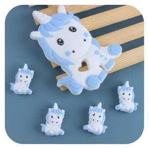 Cartoon unicorn silicone baby teether beads for DIY pacifier clips and bracelets
