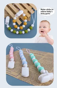 Perle da dentizione in silicone e clip in cinque colori Morandi per lenire le gengive