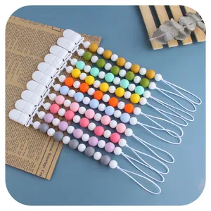 Catenella Portaciuccio in Silicone con Perline per Neonati Catenella Massaggiagengive Anti-smarrimento Colore Macaron Giocattolo