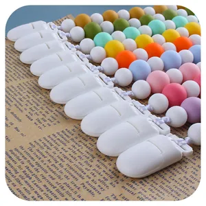 Catenelle per ciuccio in perle di silicone colorate con clip in plastica per neonati e bambini