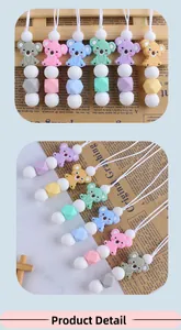 Détail des colliers de dentition koala en silicone avec diverses perles macarons