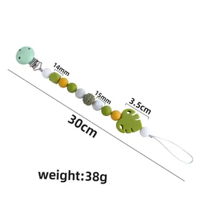 Catenella portaciuccio fai da te con foglie in silicone e perline, verde 30cm