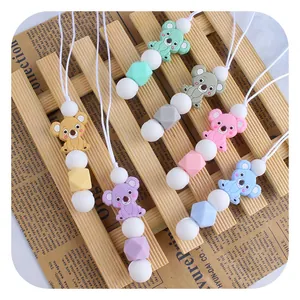 Colliers de dentition koala en silicone pour bébé en vert menthe, rose et bleu ciel