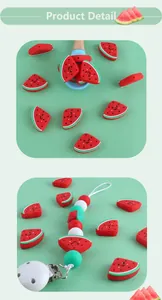 Detail von DIY Wassermelone Silikonperlen für Schnullerketten mit Baby Sensorik Design