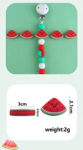 Detailansicht von Silikon-Wassermelonenperlen für Schnullerketten mit Größenangaben