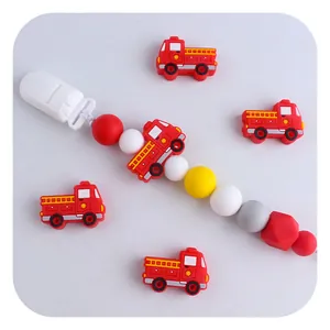 Kit de silicona para chupete DIY con cuentas de camión de bomberos y cuentas de colores