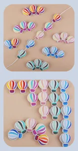 Detail von bunten Heißluftballon-Silikonperlen für DIY-Baby-Schnullerketten