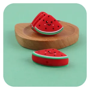 Cartoon Wassermelone Silikonperlen mit süßen Gesichtern für DIY Baby Beißring Ketten