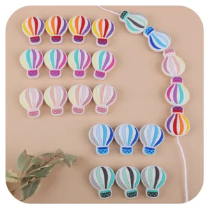 Bunte Silikon Heißluftballon Beißperlen Für DIY Baby Schnullerkette Stillkette Zubehör BPA-frei Cartoon Lose Perlen