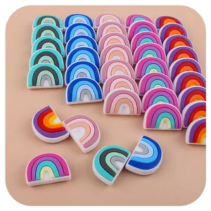 Accessori massaggiagengive in silicone a arcobaleno per catenelle ciuccio fai-da-te