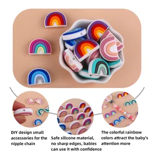 Perline arcobaleno in silicone per catenelle portaciuccio fai-da-te e dentizione